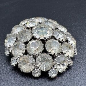 Crystal Starburst Brooch‎ Pin Silver Tone Rhinestone Vintage Statement Jewelry